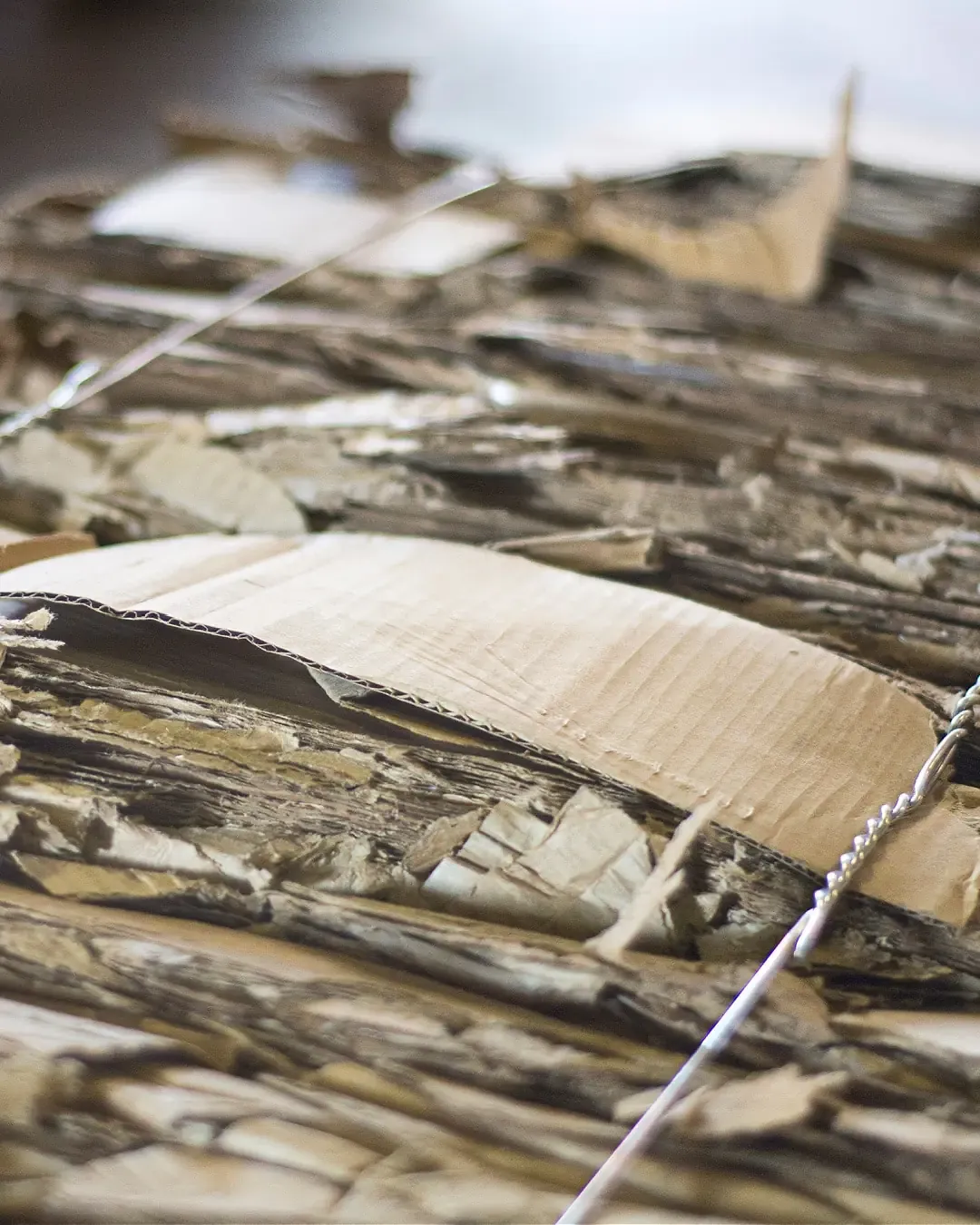 Baled cardboard tied with Norton-supplied wire