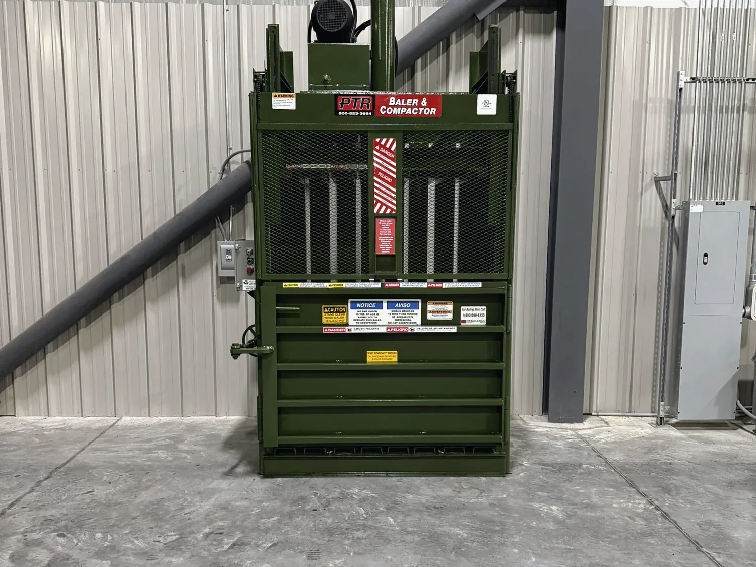 A vertical baler refurbished by Norton, installed on site